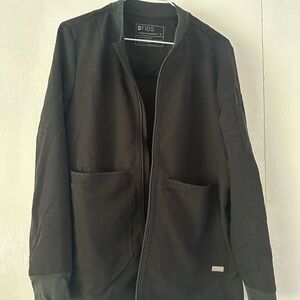 Figs Black Zip-Up Scrub Jacket